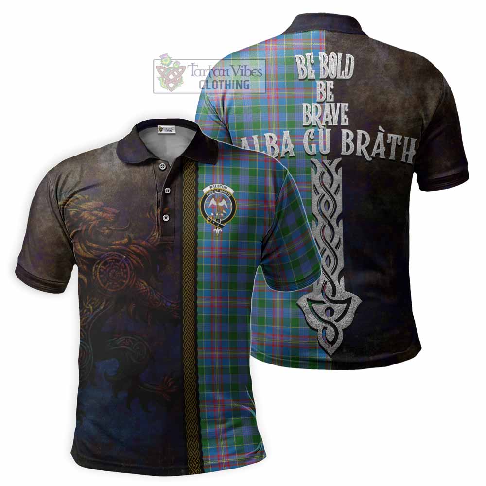 Tartan Vibes Clothing Ralston Tartan Family Crest Polo Shirt Alba Gu Brath Be Brave Lion Ancient Style