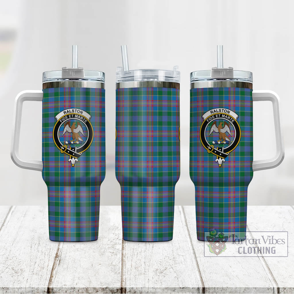 Tartan Vibes Clothing Ralston Tartan and Family Crest Tumbler with Handle