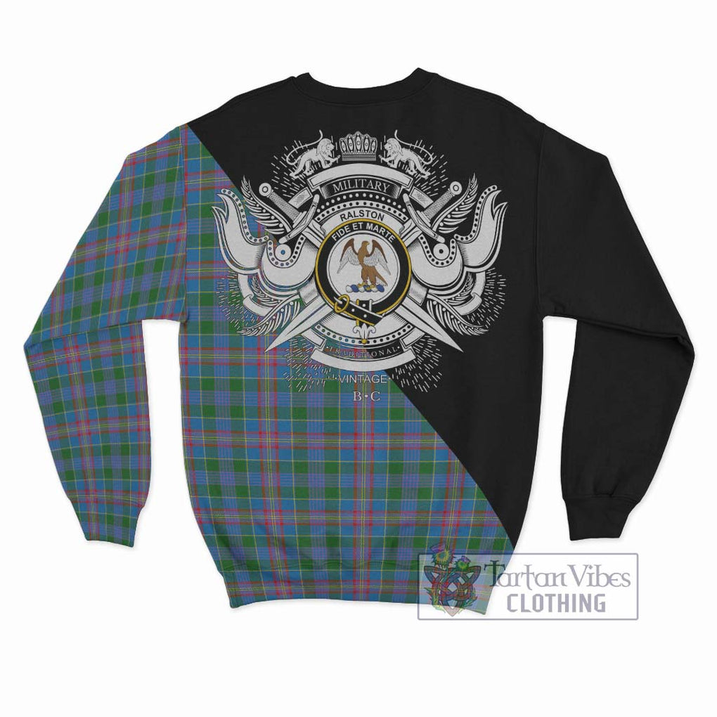 Ralston Tartan Sweatshirt with Family Crest and Military Logo Style - Tartanvibesclothing Shop