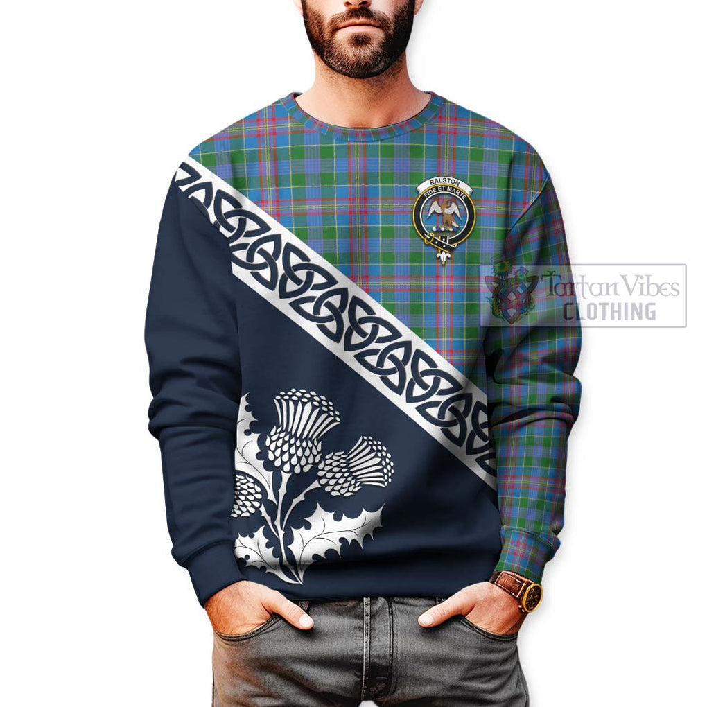 Tartan Vibes Clothing Ralston Tartan Sweatshirt Featuring Thistle and Scotland Map