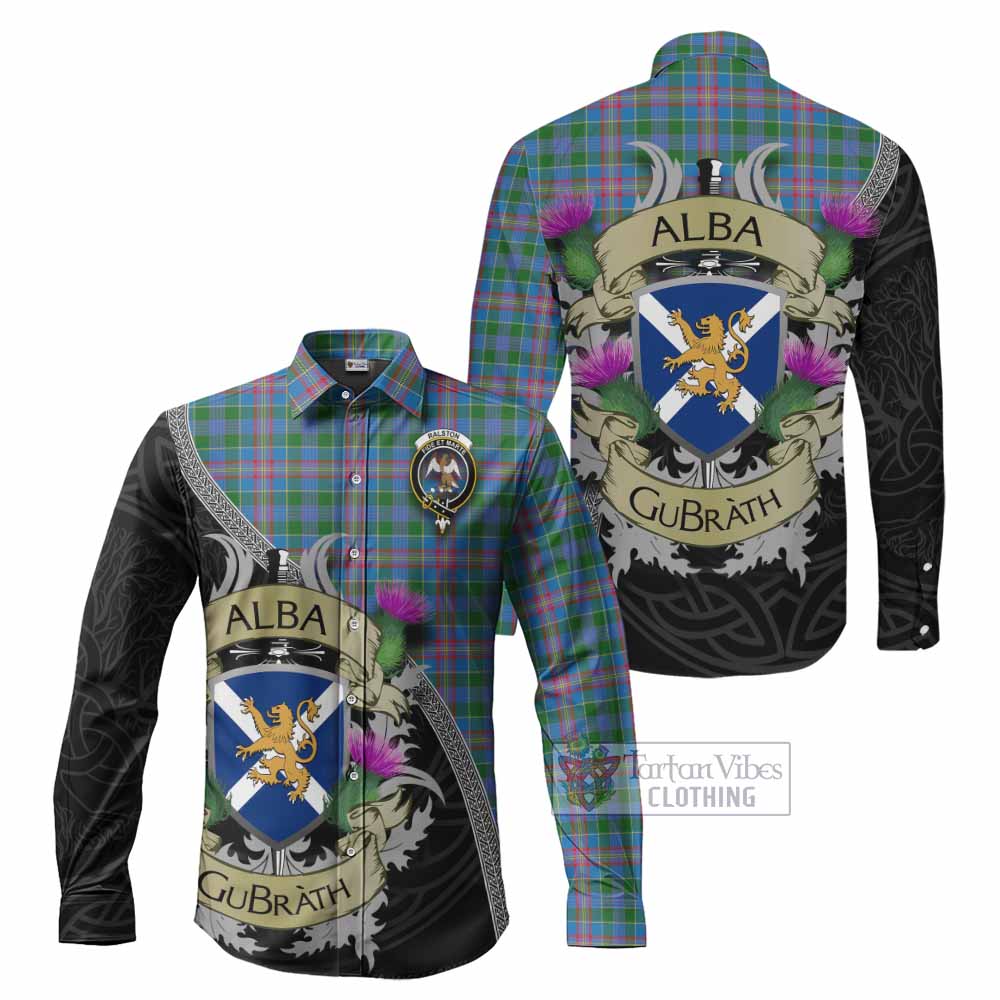 Tartan Vibes Clothing Ralston Tartan Family Crest Long Sleeve Button Shirt Lion Rampant Royal Thistle Shield Celtic Inspired
