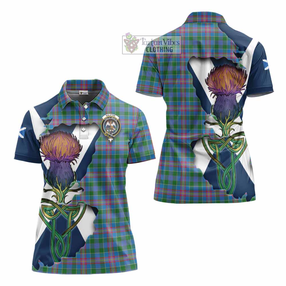 Tartan Vibes Clothing Ralston Tartan Family Crest Women's Polo Shirt Scottish Thistle Celtic Inspired