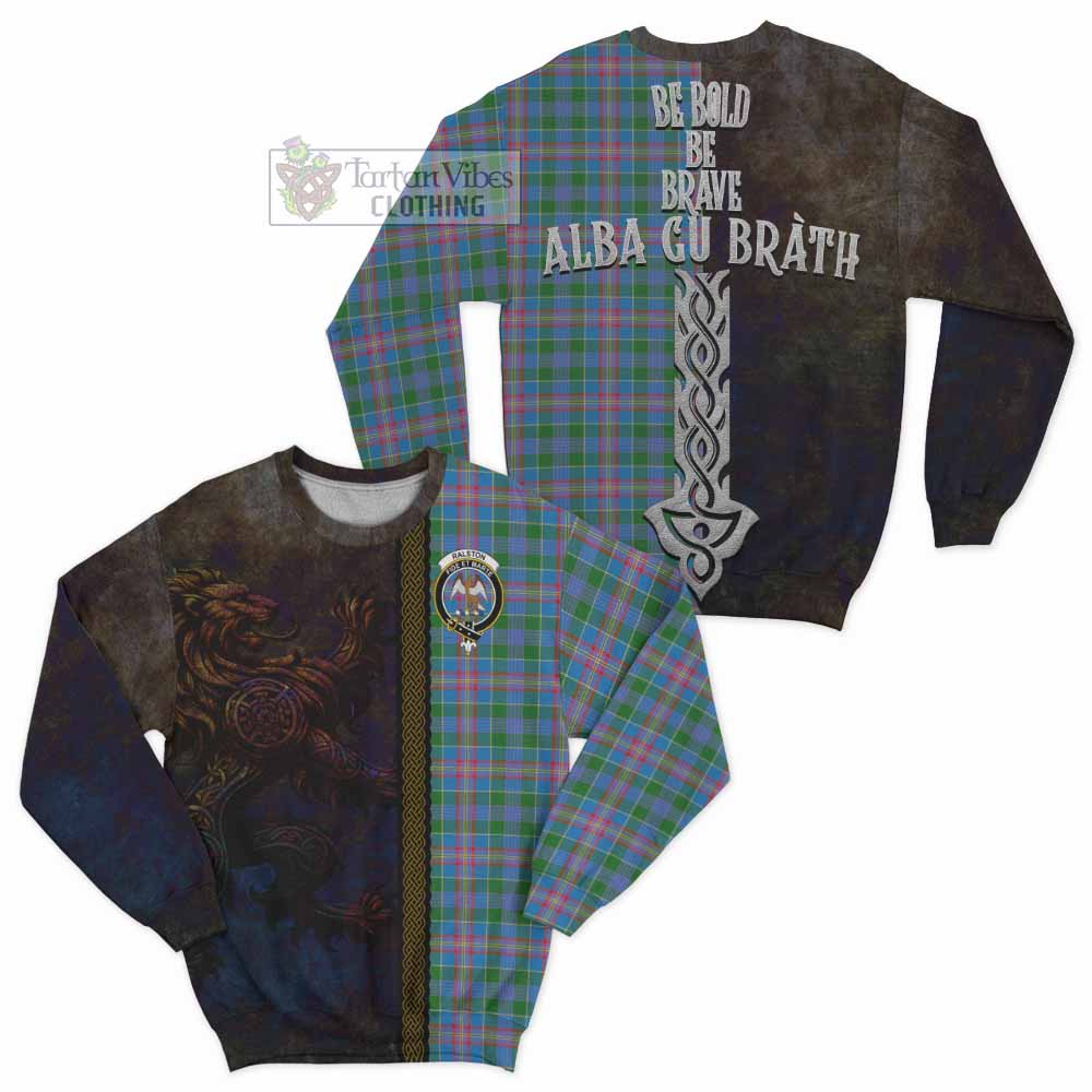 Ralston Tartan Family Crest Sweatshirt Alba Gu Brath Be Brave Lion Ancient Style - Tartan Vibes Clothing