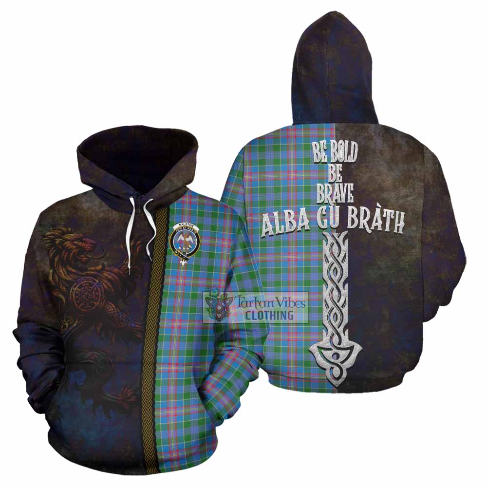 Tartan Vibes Clothing Ralston Tartan Family Crest Hoodie Alba Gu Brath Be Brave Lion Ancient Style