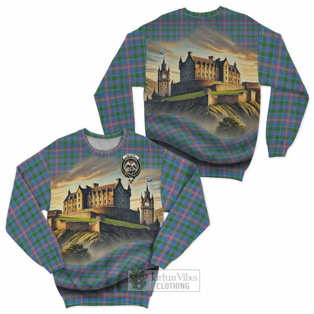 Tartan Vibes Clothing Ralston Tartan Family Crest Sweatshirt with Scottish Ancient Castle Style