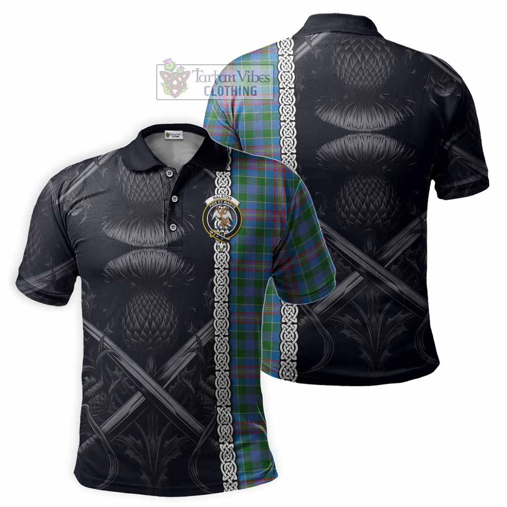 Tartan Vibes Clothing Ralston Tartan Polo Shirt with Family Crest Cross Sword Thistle Celtic Vibes