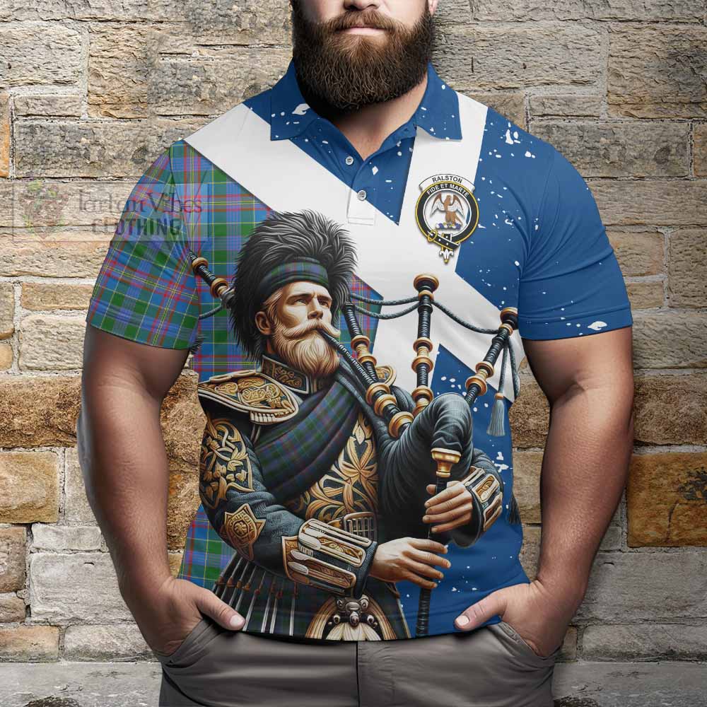 Tartan Vibes Clothing Ralston Tartan Polo Shirt with Family Crest Scottish Bagpiper Vibes