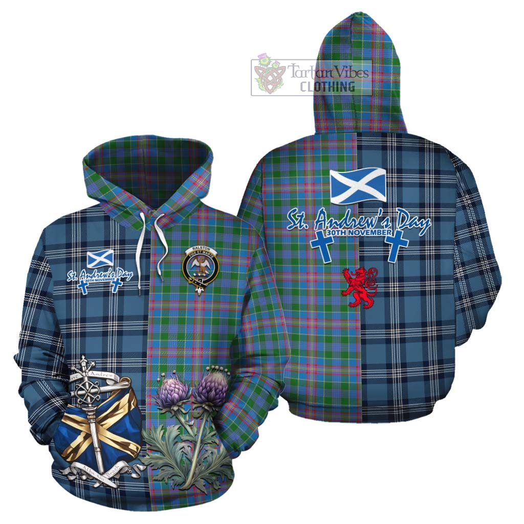 Tartan Vibes Clothing Ralston Tartan Cotton Hoodie Happy St. Andrew's Day Half Tartan Style