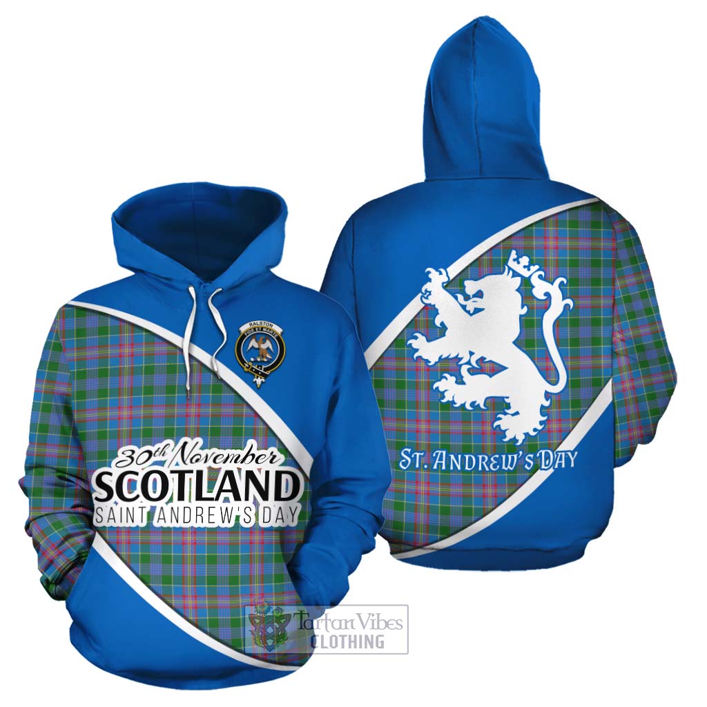 Tartan Vibes Clothing Ralston Family Crest Tartan Cotton Hoodie Celebrate Saint Andrew's Day in Style