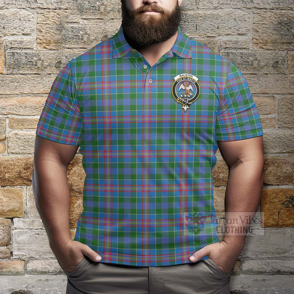 Tartan Vibes Clothing Ralston Tartan Polo Shirt with Family Crest and Bearded Skull Holding Bottles of Whiskey