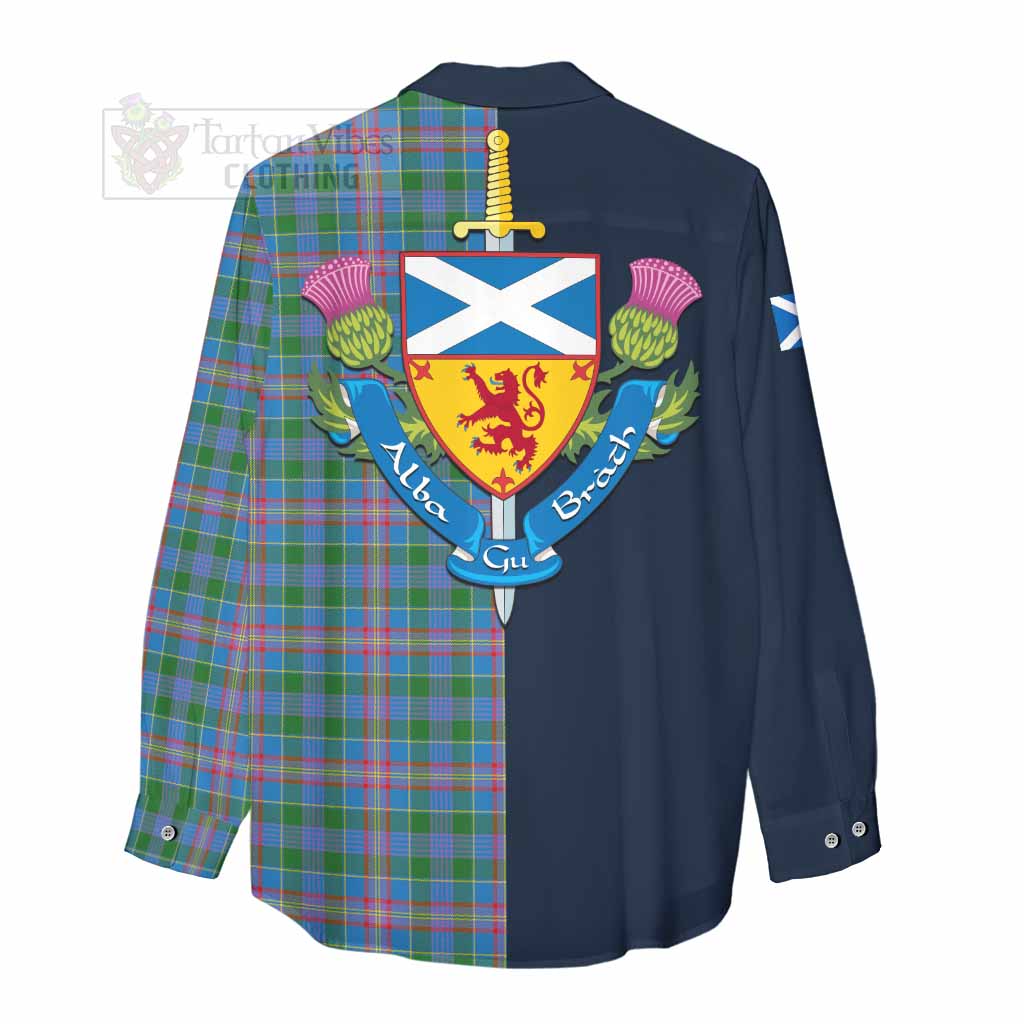 Tartan Vibes Clothing Ralston Tartan Women's Casual Shirt Alba with Scottish Lion Royal Arm Half Style