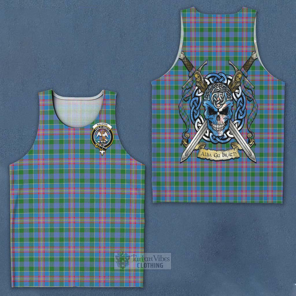 Tartan Vibes Clothing Ralston Tartan Men's Tank Top with Family Crest Celtic Skull Style