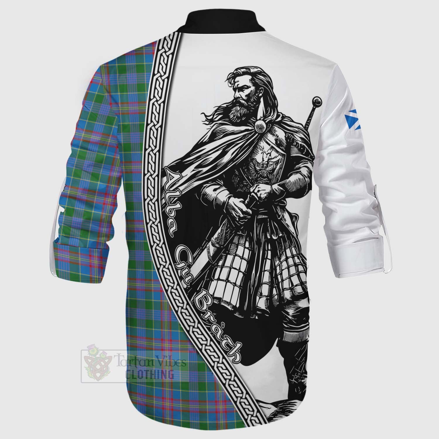 Tartan Vibes Clothing Ralston Tartan Clan Crest Ghillie Kilt Shirt with Highlander Warrior Celtic Style