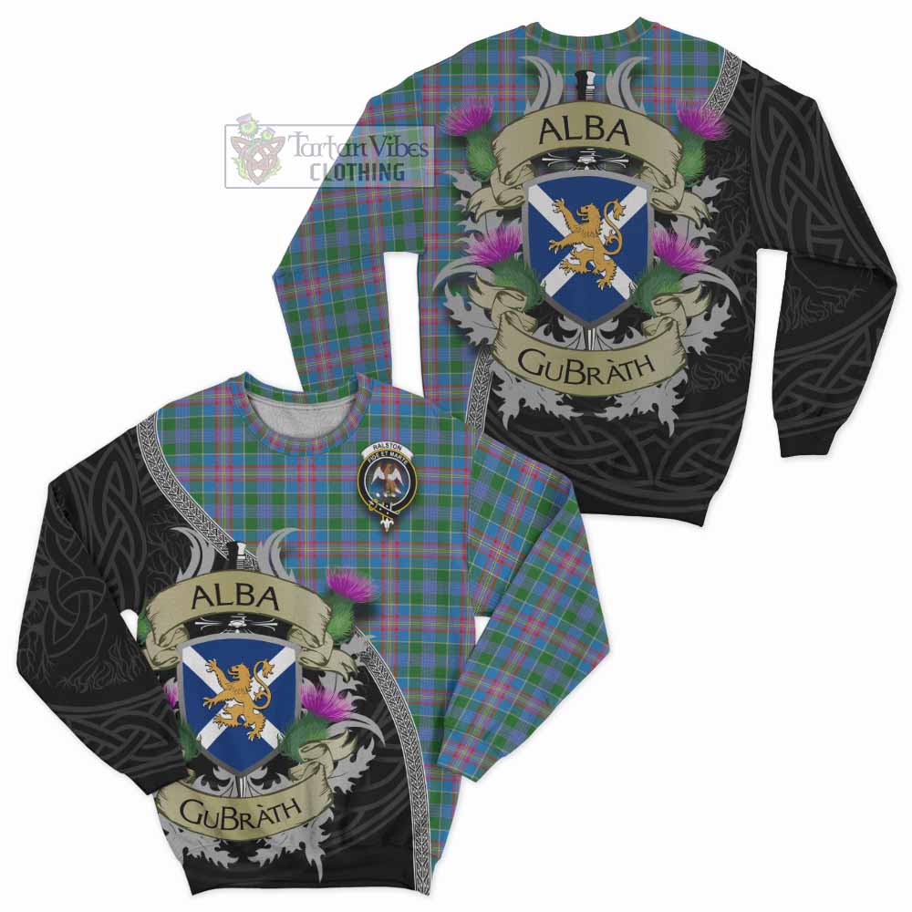 Tartan Vibes Clothing Ralston Tartan Family Crest Sweatshirt Lion Rampant Royal Thistle Shield Celtic Inspired
