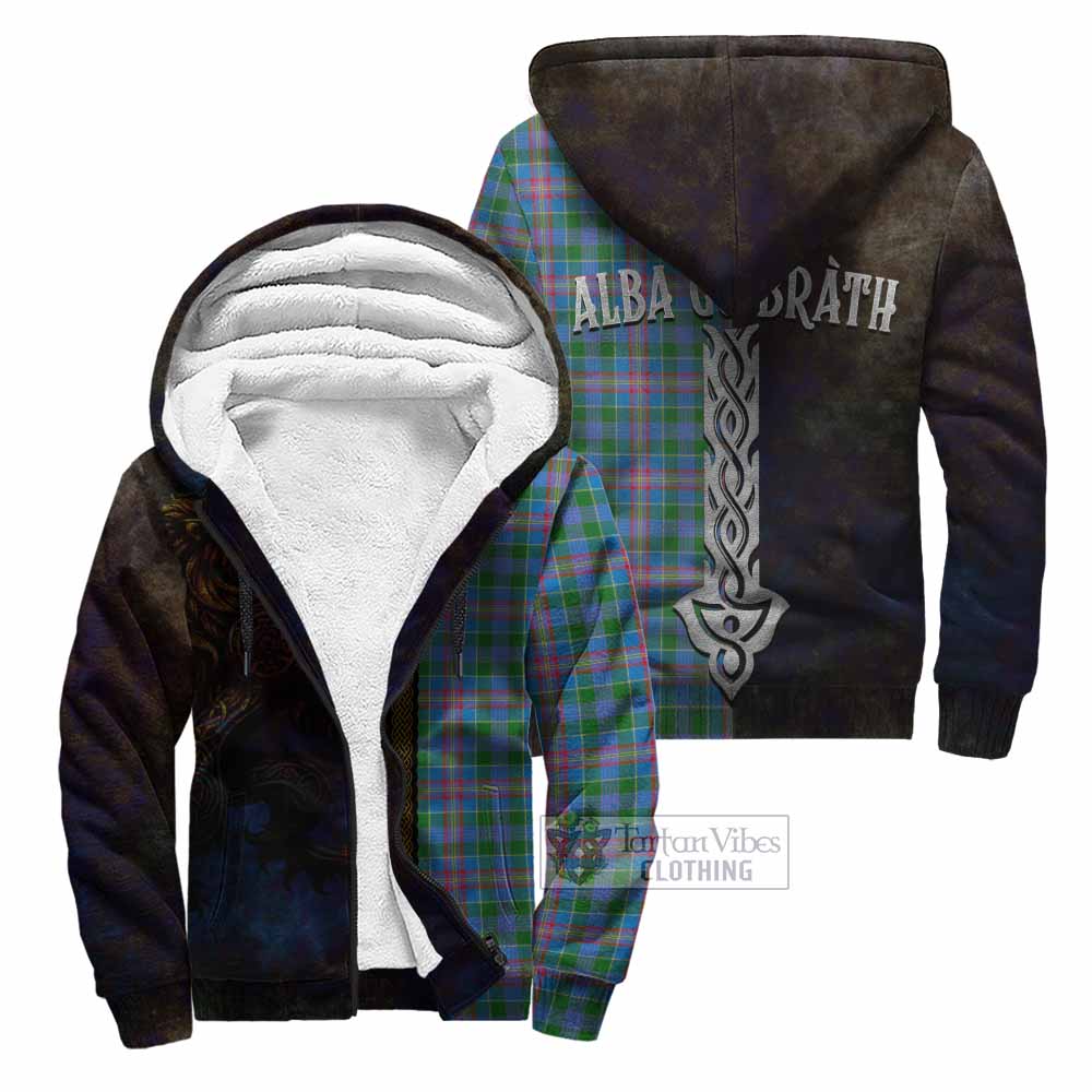Tartan Vibes Clothing Ralston Tartan Family Crest Sherpa Hoodie Alba Gu Brath Be Brave Lion Ancient Style