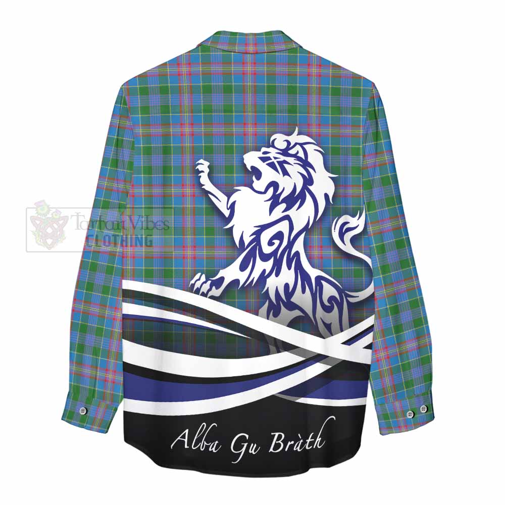 Tartan Vibes Clothing Ralston Tartan Women's Casual Shirt with Alba Gu Brath Regal Lion Emblem