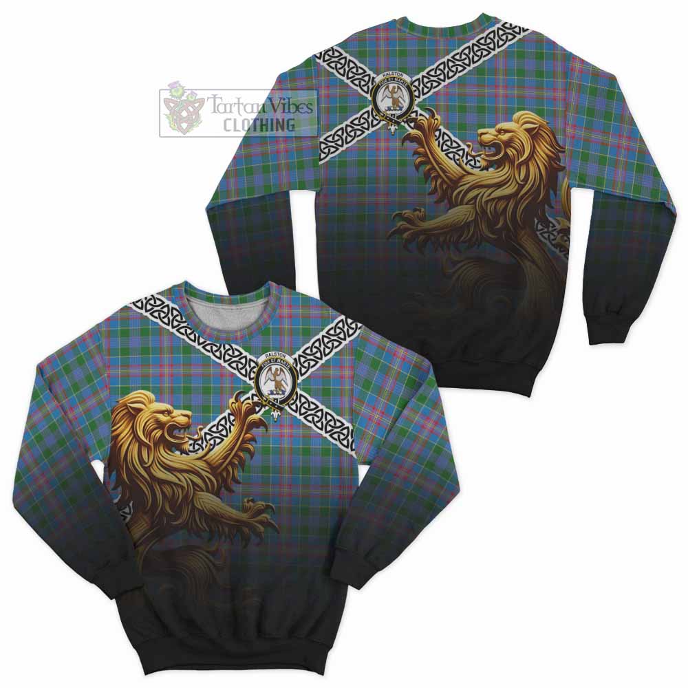 Tartan Vibes Clothing Ralston Crest Tartan Sweatshirt with Golden Lion Emblem Celtic Style