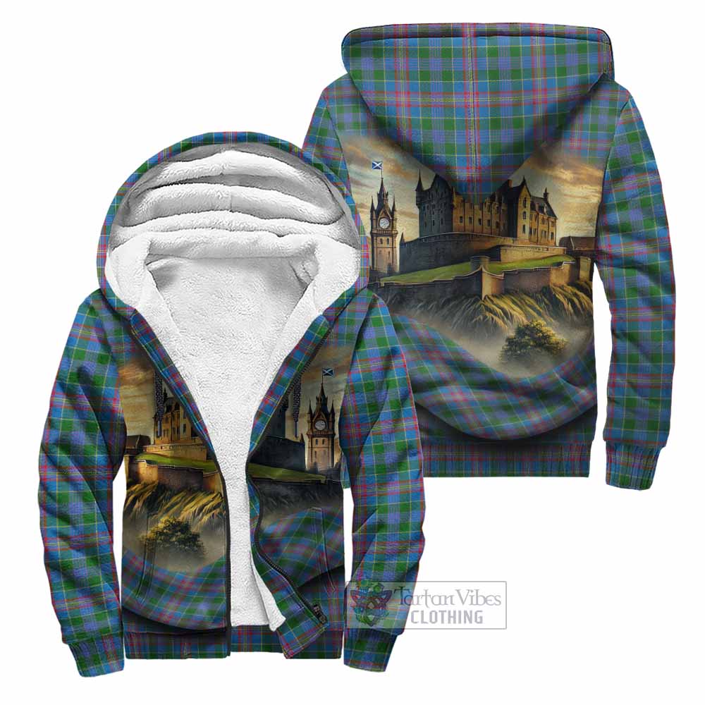 Tartan Vibes Clothing Ralston Tartan Family Crest Sherpa Hoodie with Scottish Ancient Castle Style