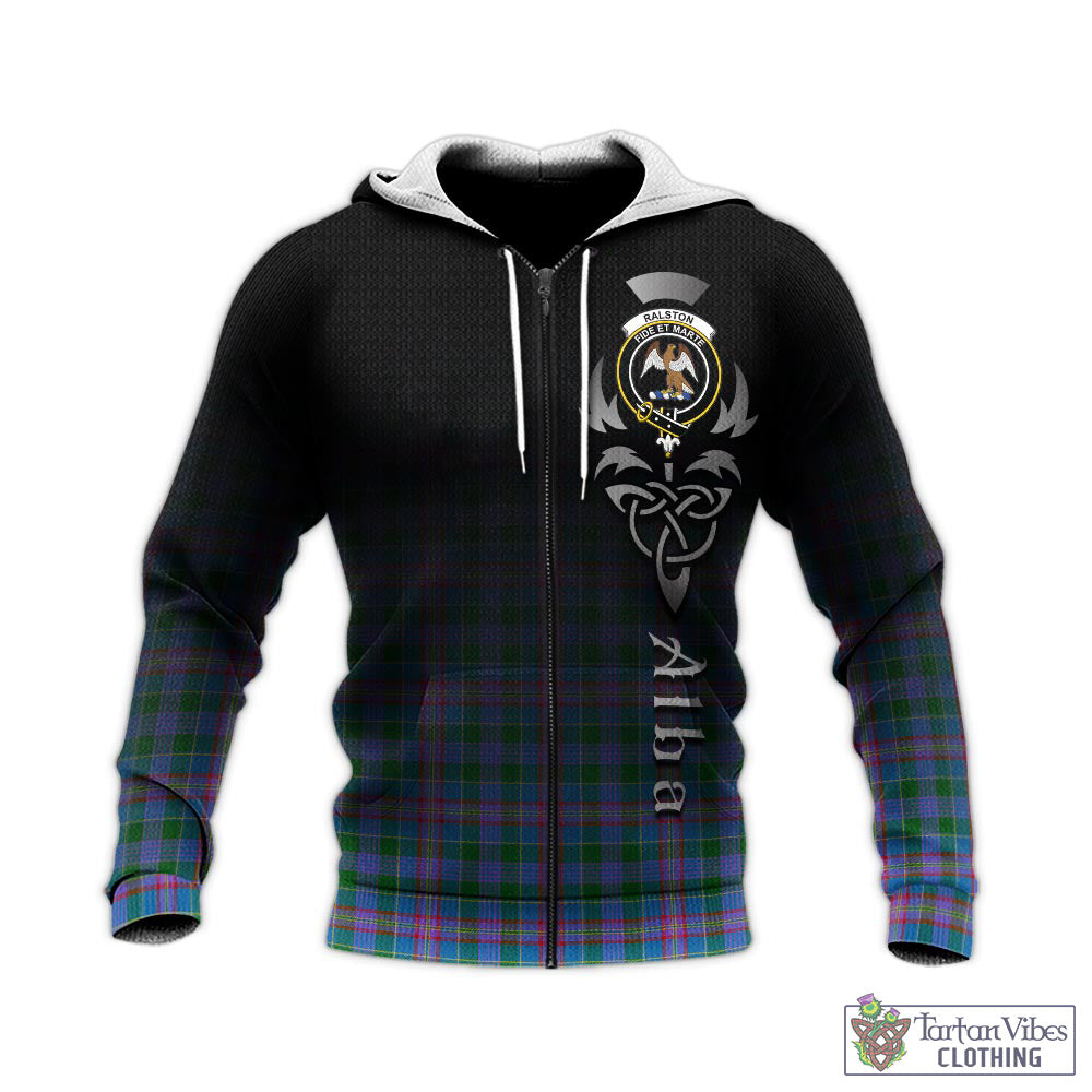 Tartan Vibes Clothing Ralston Tartan Knitted Hoodie Featuring Alba Gu Brath Family Crest Celtic Inspired
