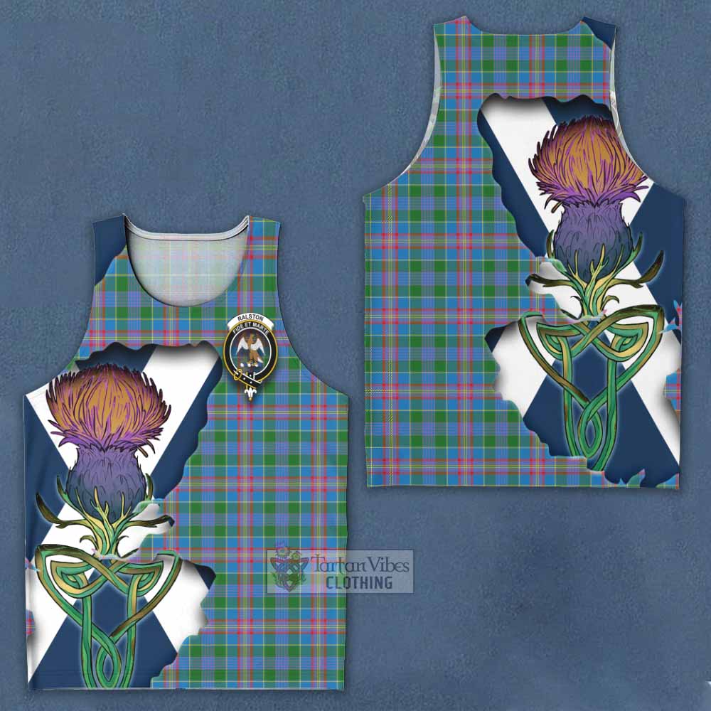 Tartan Vibes Clothing Ralston Tartan Family Crest Men's Tank Top Scottish Thistle Celtic Inspired