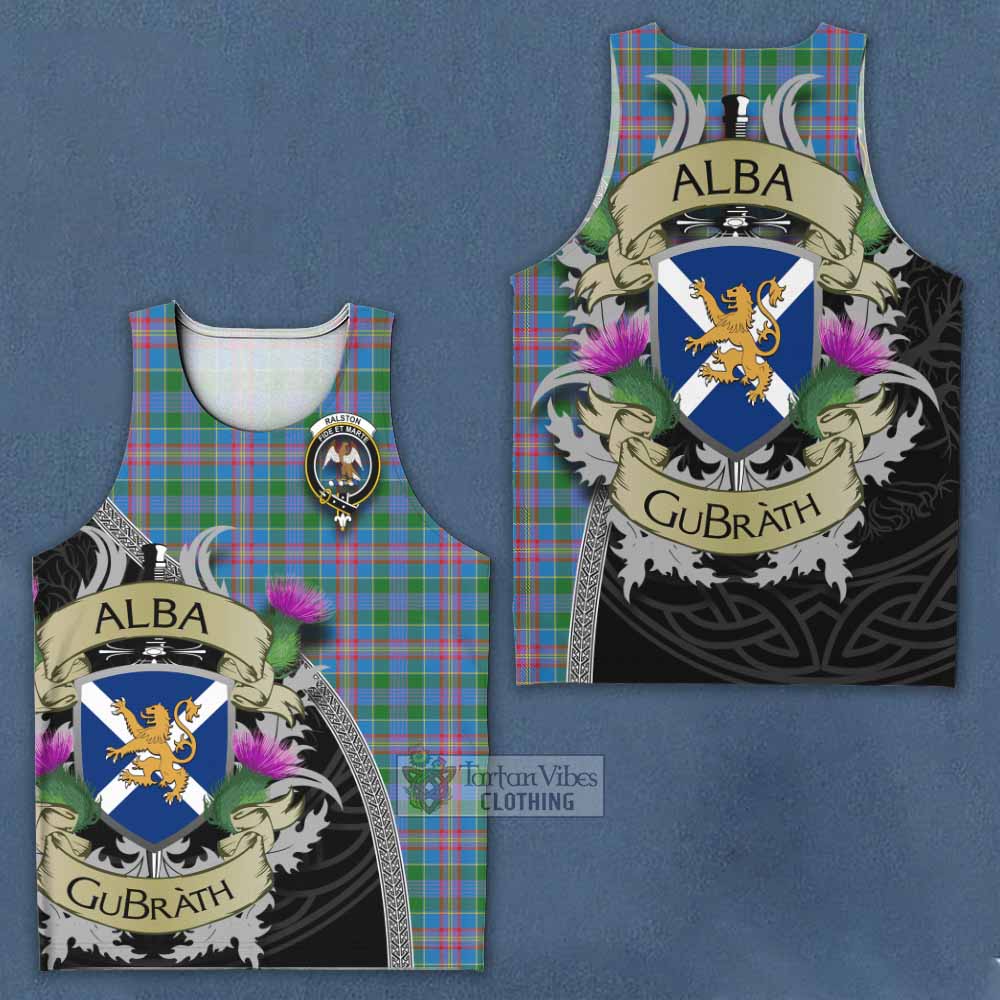 Tartan Vibes Clothing Ralston Tartan Family Crest Men's Tank Top Lion Rampant Royal Thistle Shield Celtic Inspired
