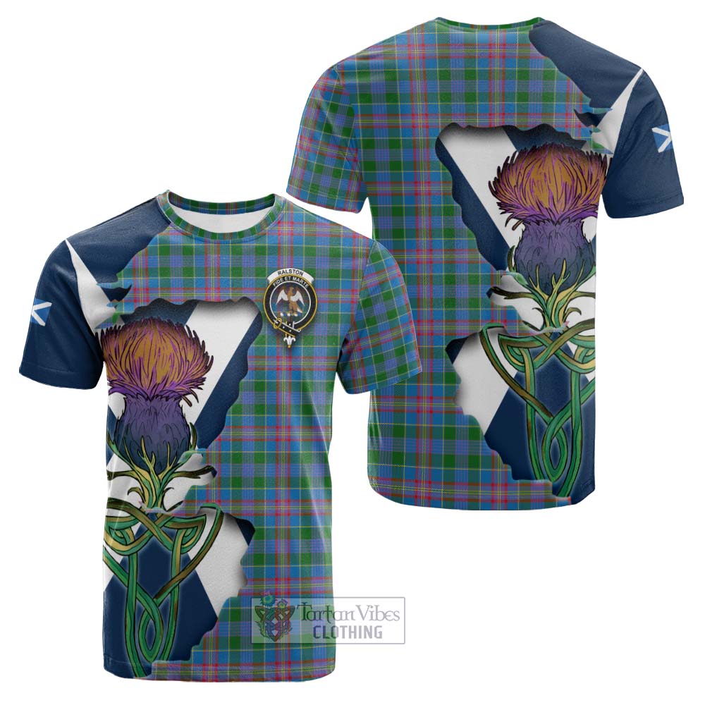 Tartan Vibes Clothing Ralston Tartan Family Crest Cotton T-shirt Scottish Thistle Celtic Inspired