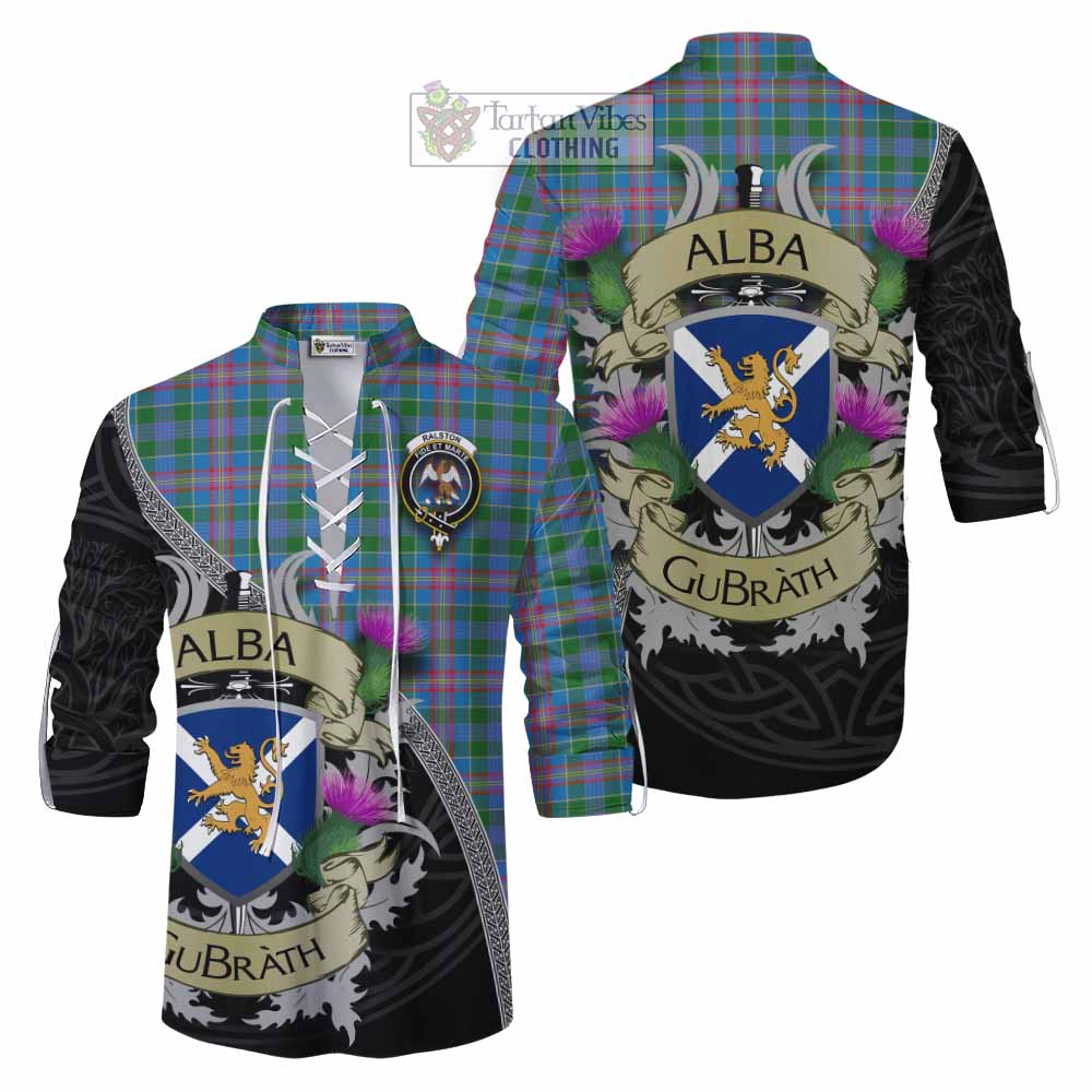 Tartan Vibes Clothing Ralston Tartan Family Crest Ghillie Kilt Shirt Lion Rampant Royal Thistle Shield Celtic Inspired