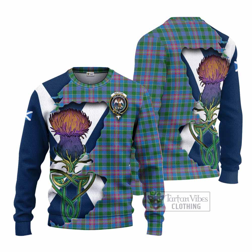 Tartan Vibes Clothing Ralston Tartan Family Crest Knitted Sweater Scottish Thistle Celtic Inspired