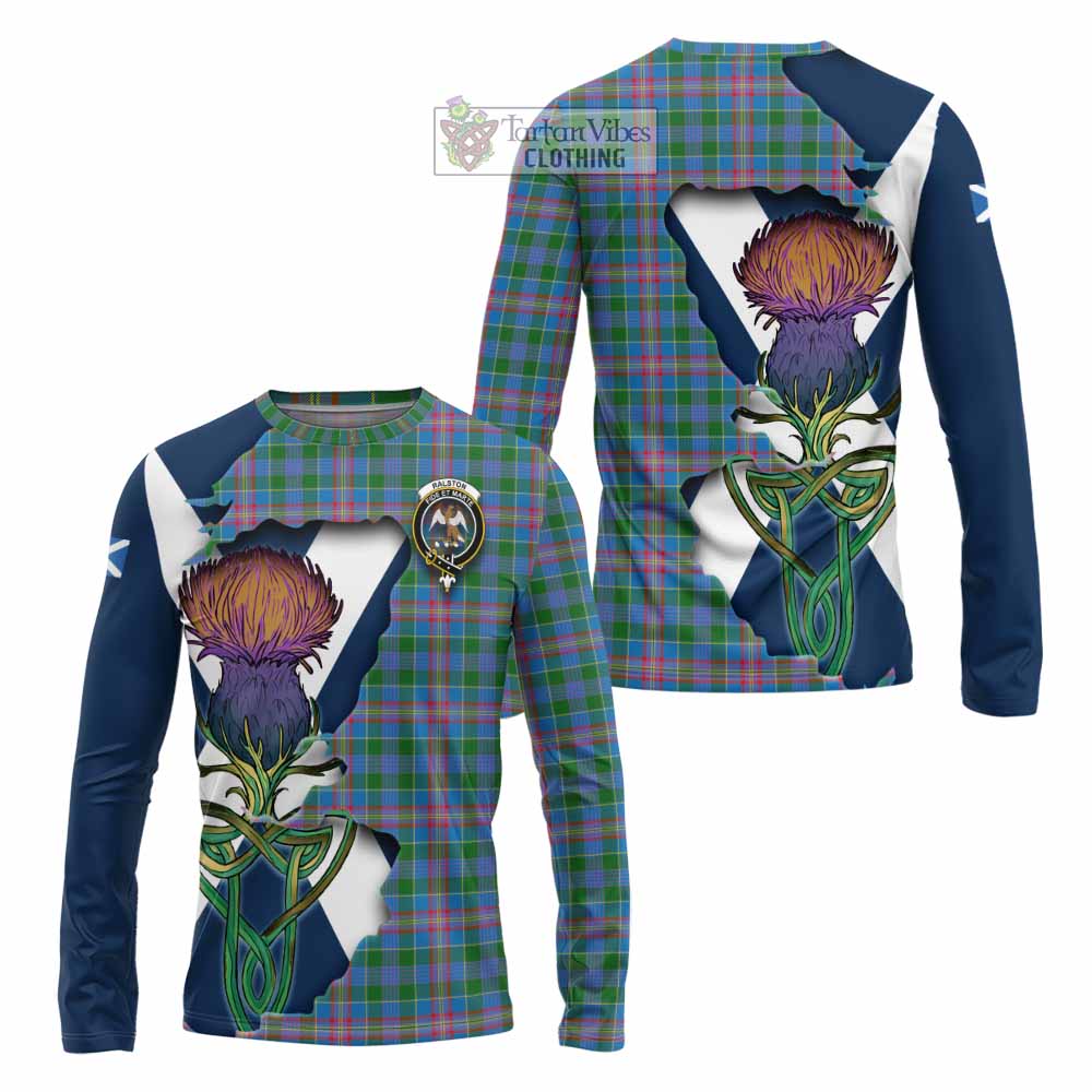 Tartan Vibes Clothing Ralston Tartan Family Crest Long Sleeve T-Shirt Scottish Thistle Celtic Inspired