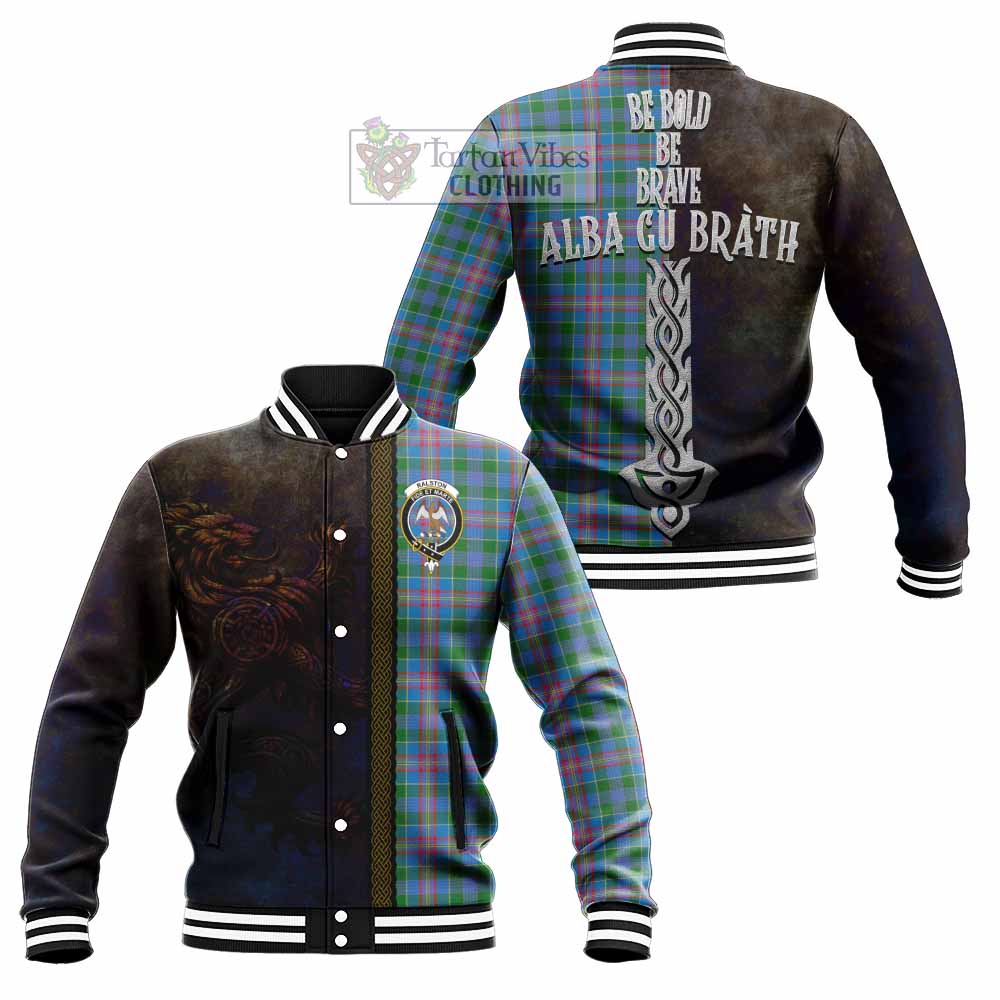 Tartan Vibes Clothing Ralston Tartan Family Crest Baseball Jacket Alba Gu Brath Be Brave Lion Ancient Style