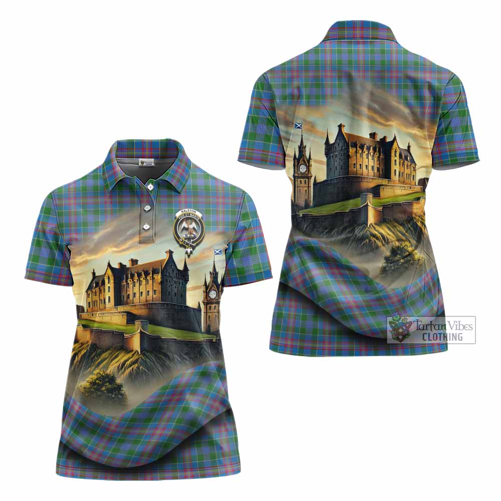 Tartan Vibes Clothing Ralston Tartan Family Crest Women's Polo Shirt with Scottish Ancient Castle Stype