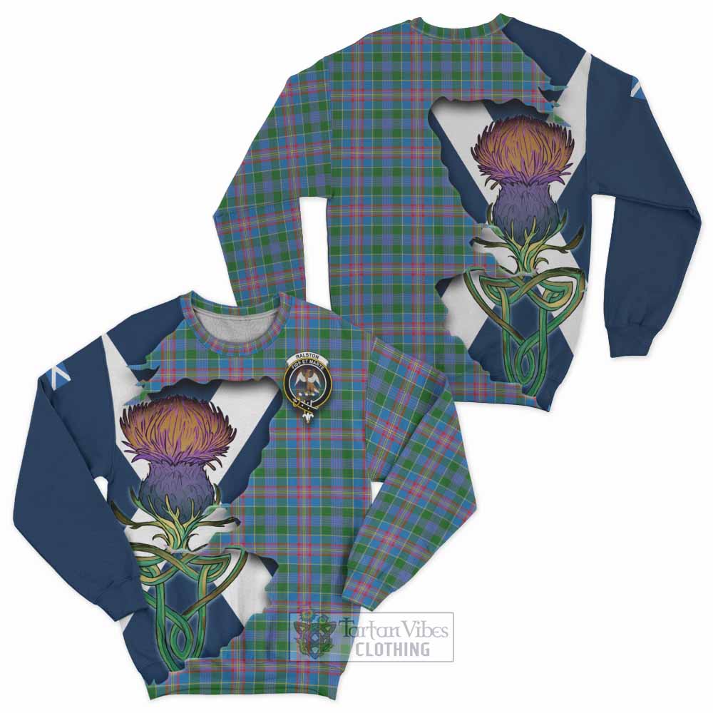 Tartan Vibes Clothing Ralston Tartan Family Crest Sweatshirt Scottish Thistle Celtic Inspired