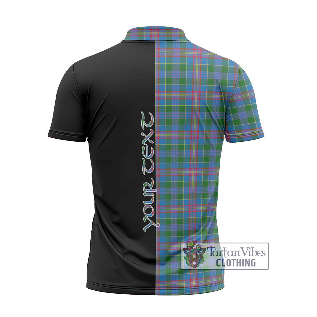 Ralston Tartan Zipper Polo Shirt with Family Crest and Half Of Me Style - Tartanvibesclothing Shop