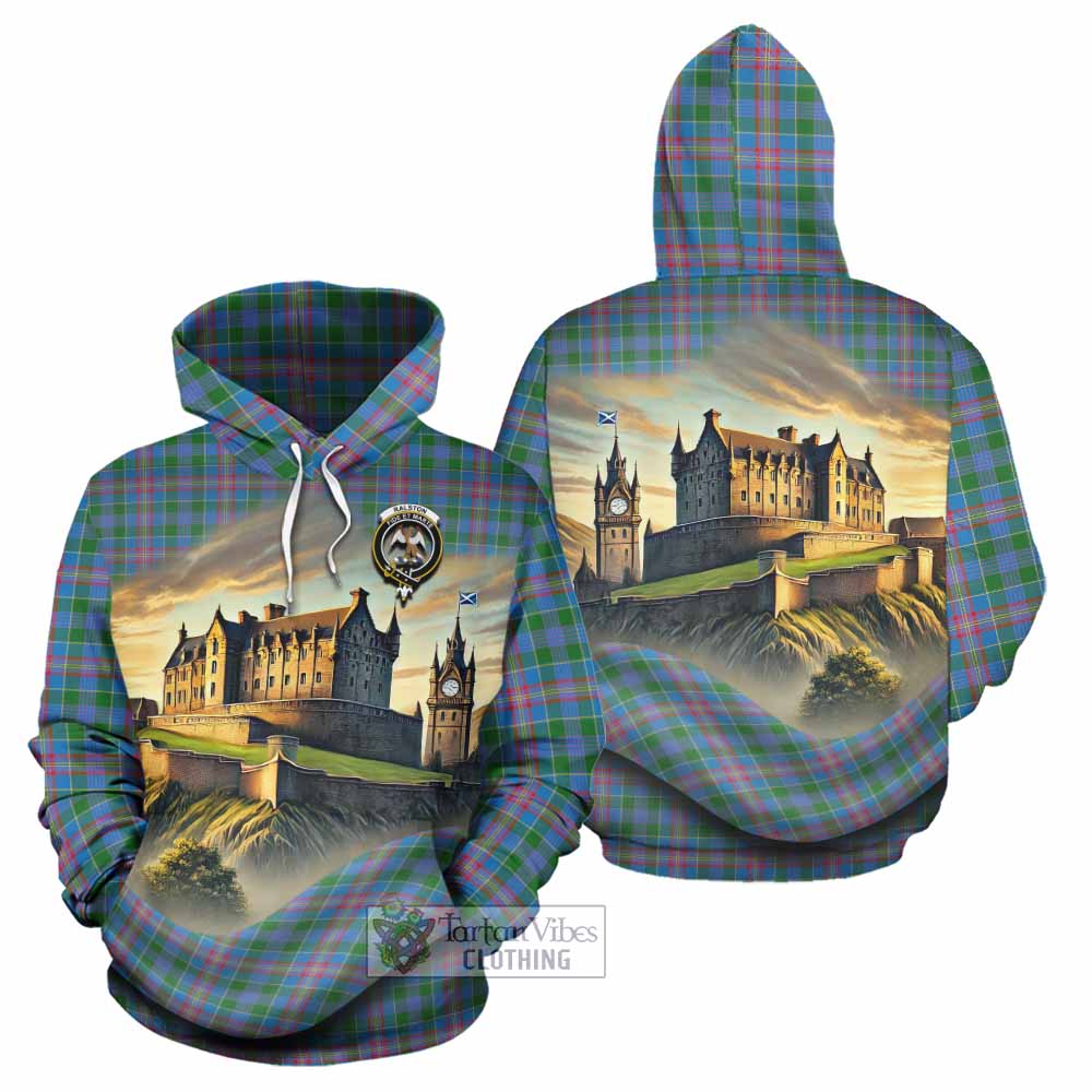 Tartan Vibes Clothing Ralston Tartan Family Crest Hoodie with Scottish Ancient Castle Style