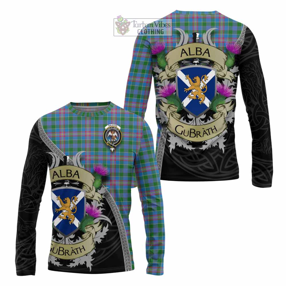 Tartan Vibes Clothing Ralston Tartan Family Crest Long Sleeve T-Shirt Lion Rampant Royal Thistle Shield Celtic Inspired