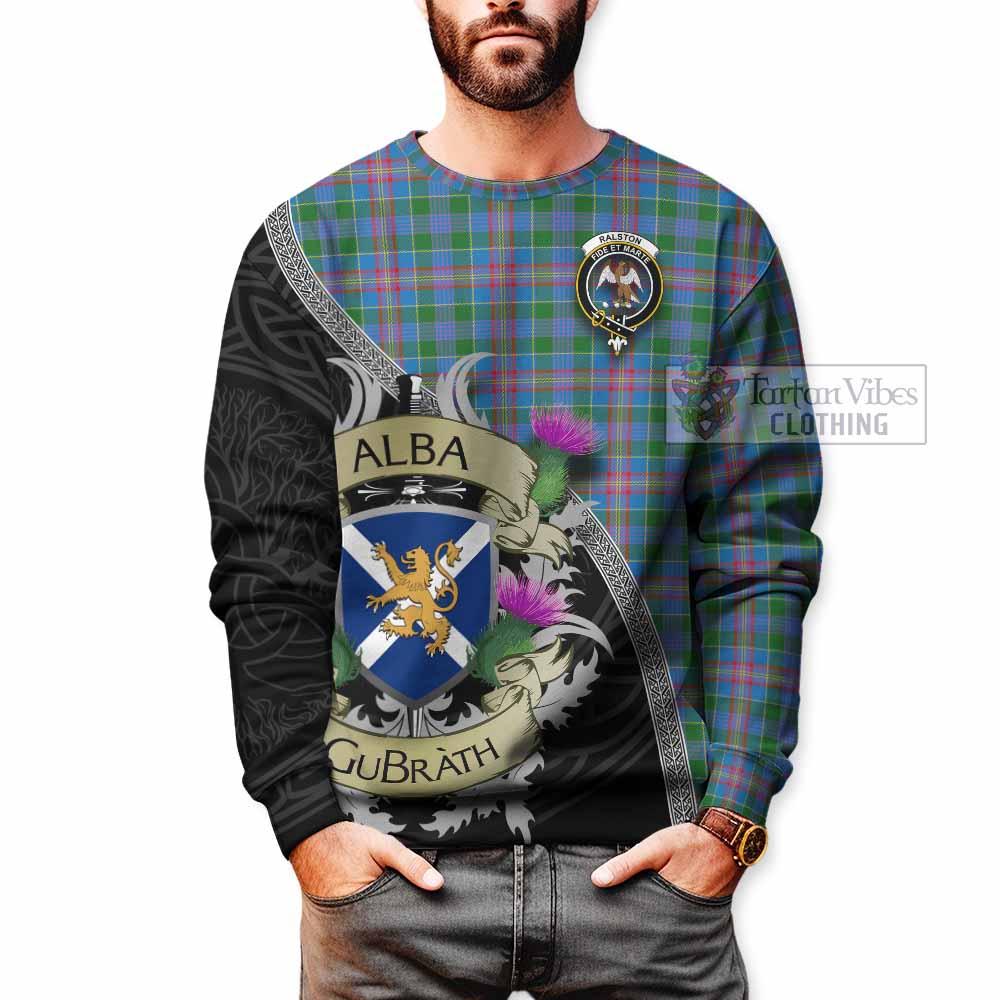 Tartan Vibes Clothing Ralston Tartan Family Crest Sweatshirt Lion Rampant Royal Thistle Shield Celtic Inspired