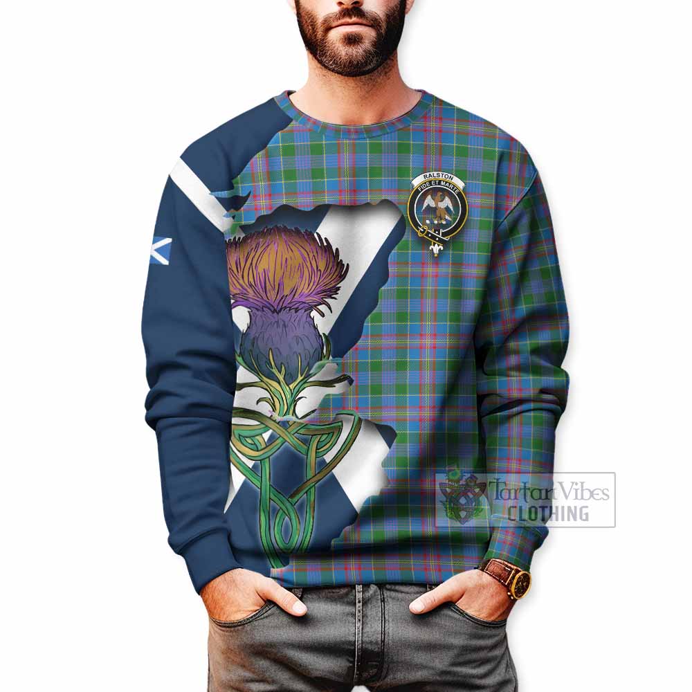 Tartan Vibes Clothing Ralston Tartan Family Crest Sweatshirt Scottish Thistle Celtic Inspired
