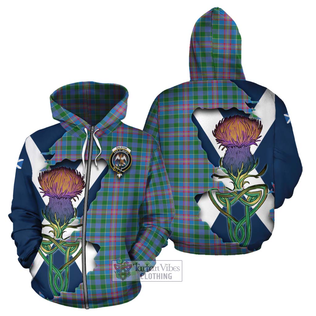Tartan Vibes Clothing Ralston Tartan Family Crest Cotton Hoodie Scottish Thistle Celtic Inspired