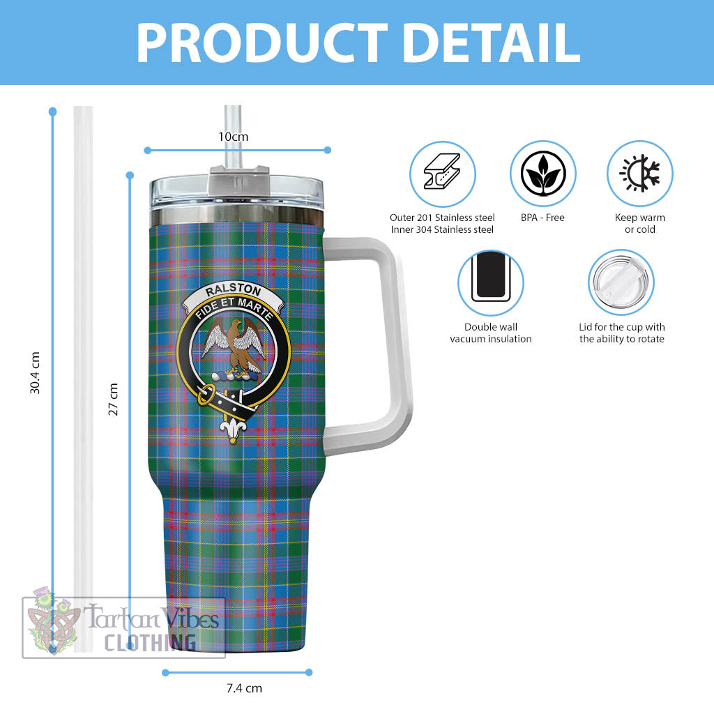 Tartan Vibes Clothing Ralston Tartan and Family Crest Tumbler with Handle