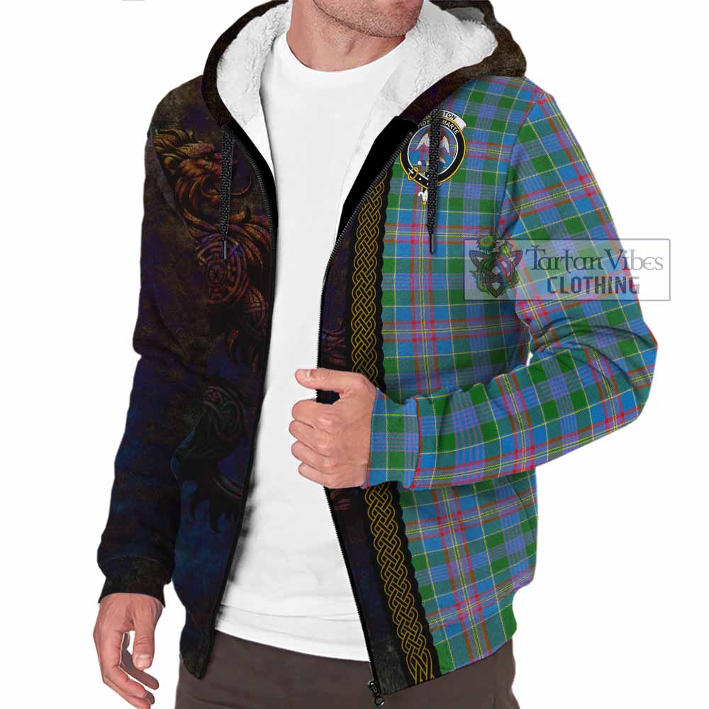 Tartan Vibes Clothing Ralston Tartan Family Crest Sherpa Hoodie Alba Gu Brath Be Brave Lion Ancient Style