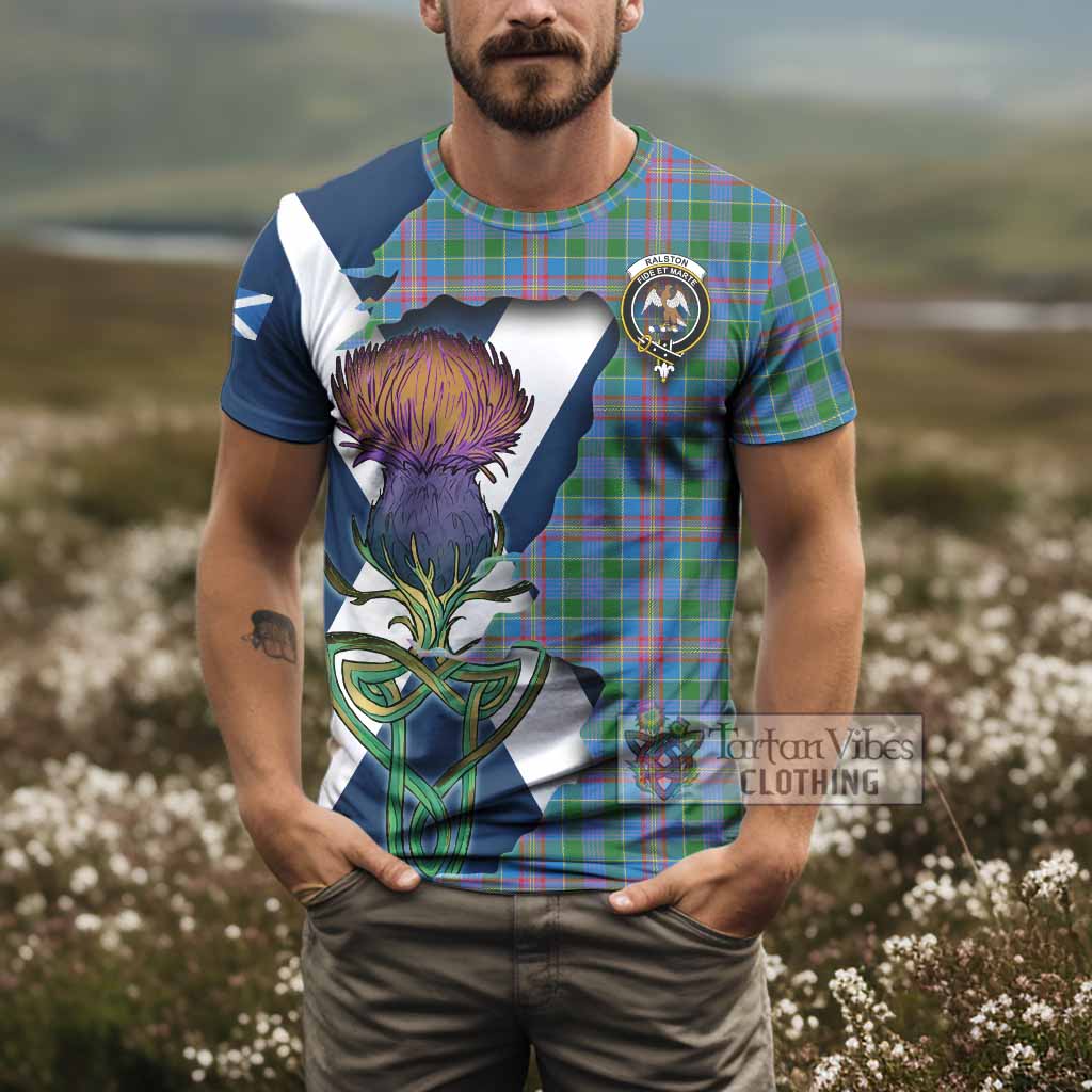 Tartan Vibes Clothing Ralston Tartan Family Crest T-Shirt Scottish Thistle Celtic Inspired