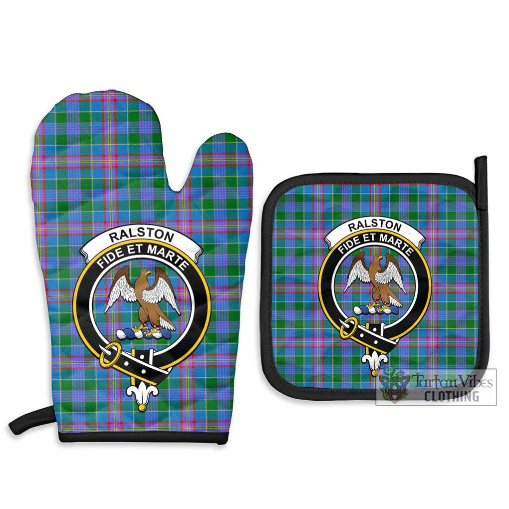 Ralston Tartan Combo Oven Mitt & Pot-Holder with Family Crest Combo 1 Oven Mitt & 2 Pot-Holder Black - Tartan Vibes Clothing
