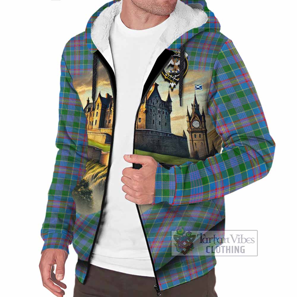 Tartan Vibes Clothing Ralston Tartan Family Crest Sherpa Hoodie with Scottish Ancient Castle Style