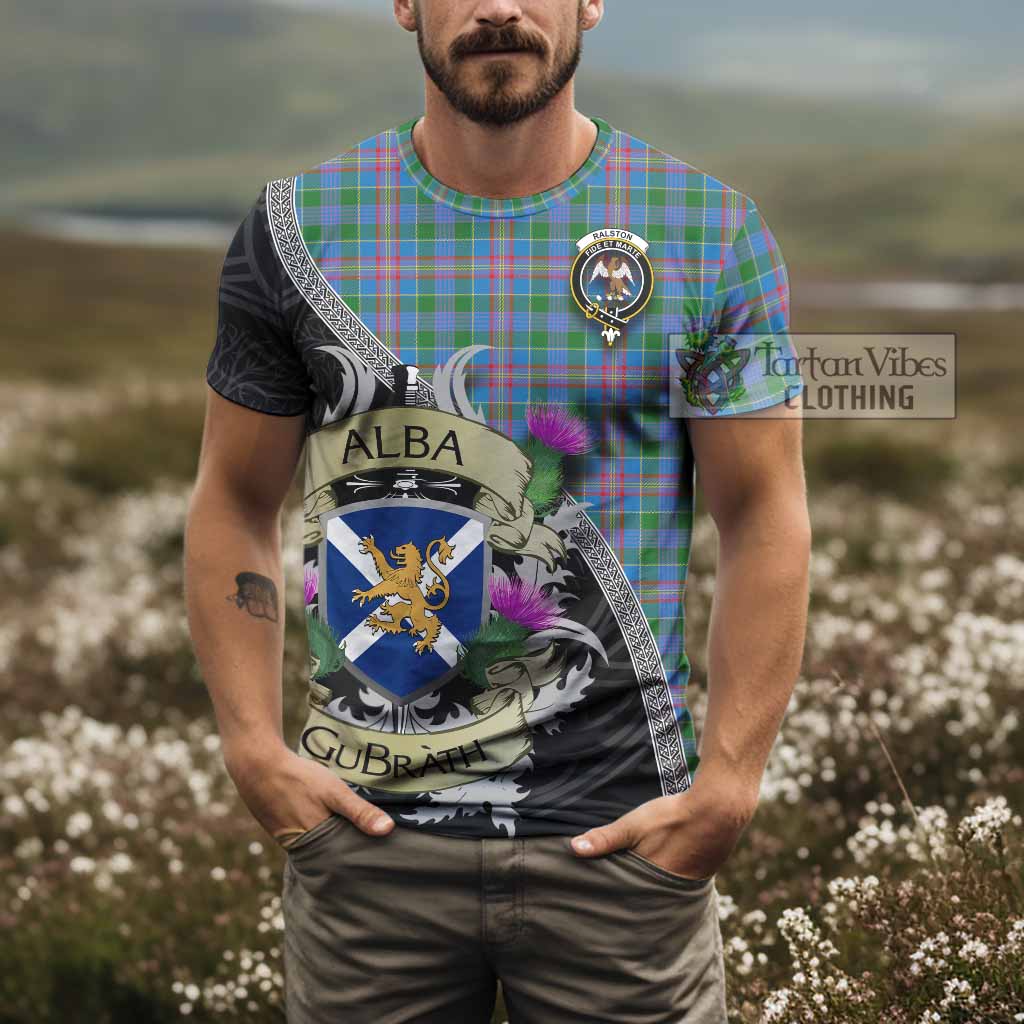 Tartan Vibes Clothing Ralston Tartan Family Crest T-Shirt Lion Rampant Royal Thistle Shield Celtic Inspired