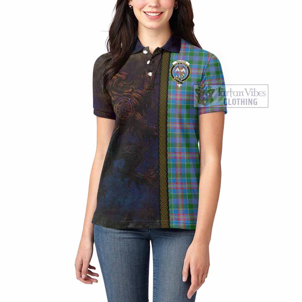 Tartan Vibes Clothing Ralston Tartan Family Crest Women's Polo Shirt Alba Gu Brath Be Brave Lion Ancient Style