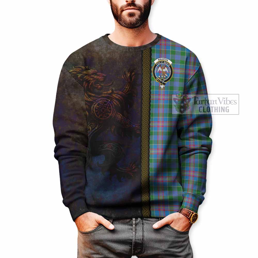 Ralston Tartan Family Crest Sweatshirt Alba Gu Brath Be Brave Lion Ancient Style - Tartan Vibes Clothing
