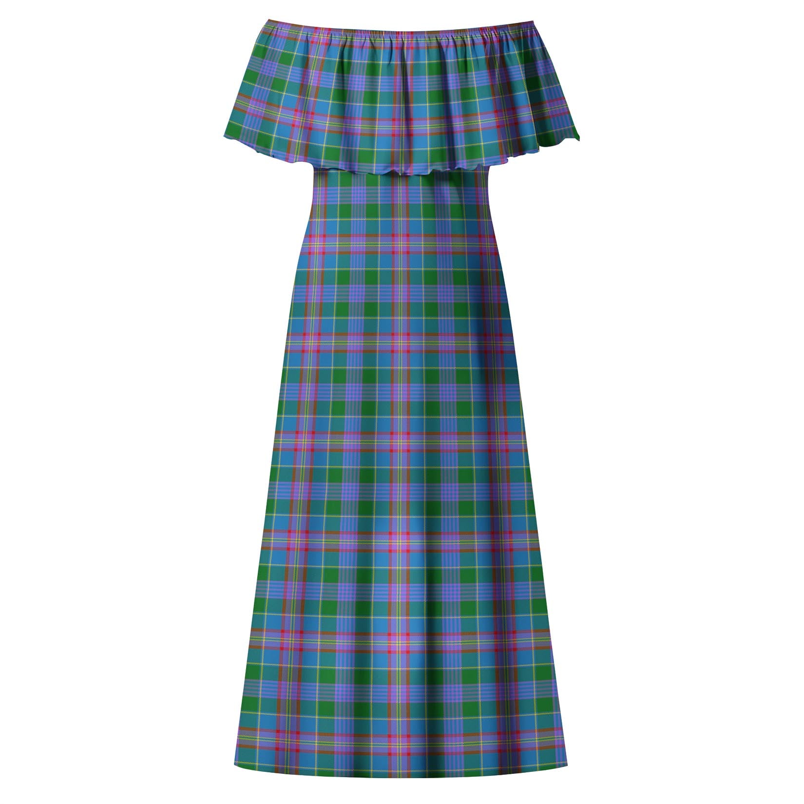 Ralston Tartan Off Shoulder Long Dress - Tartanvibesclothing