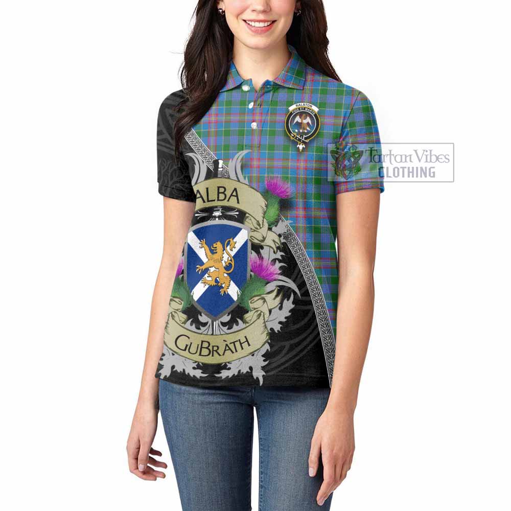 Tartan Vibes Clothing Ralston Tartan Family Crest Women's Polo Shirt Lion Rampant Royal Thistle Shield Celtic Inspired