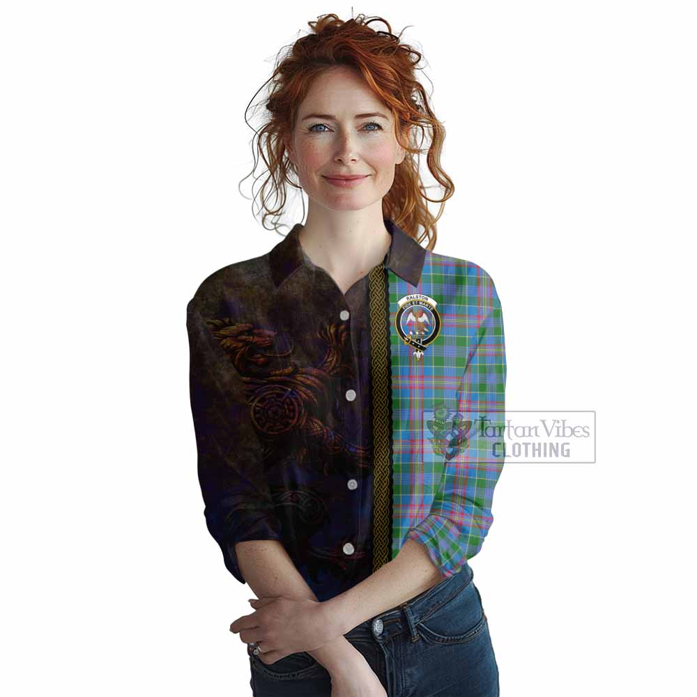 Tartan Vibes Clothing Ralston Tartan Family Crest Women's Casual Shirt Alba Gu Brath Be Brave Lion Ancient Style