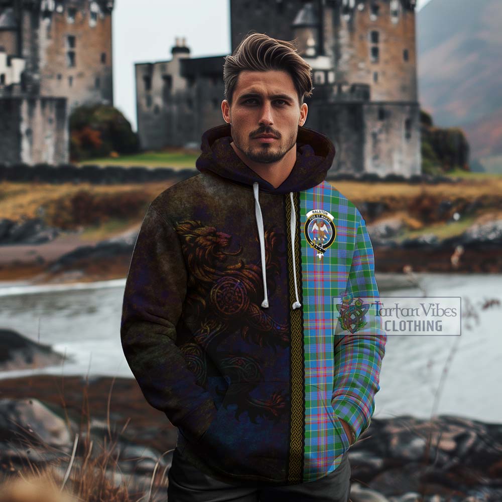 Tartan Vibes Clothing Ralston Tartan Family Crest Cotton Hoodie Alba Gu Brath Be Brave Lion Ancient Style